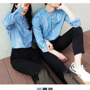 시밀러룩 헨리넥 청남방 와이셔츠 빅사이즈 남자