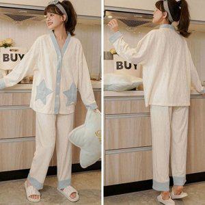 편한 원피스파자마 잠옷 세트 치마 긴팔 데일리