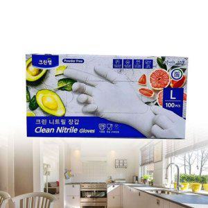 식품용고무장갑 라텍스 요리 청소 장갑 백색 L 100입 z