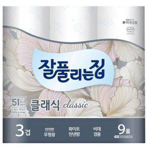 미래생활 잘풀리는집 더 도톰한 3겹 퀼팅 9롤 화장지