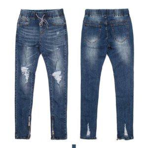 편한바지 밴딩바지 남자청바지 디스트로이드진 슬