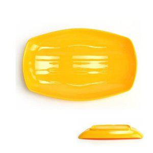 업소용 멜라민 사각타원 접시 4호 노랑색 반찬 휴게소