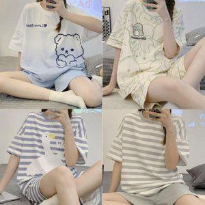 스트라이프세트 오리프린팅 공룡파자마 캐릭터 반