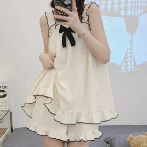 레이스프릴 여리여리 잠옷 홈드레스 슬립원피스