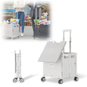 접이식 쇼핑카트 4륜 4각 휴대용 바퀴 장바구니 시장 마트 캠핑 장보기 캐리어 운반 수납 폴딩박스 손수레