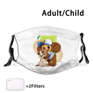 Cheburashka-커스텀 패턴 세척 가능 필터 Pm2.5, 성인 키즈 마스크, 체부라스카, 러시아 만화, 러시아 귀여운 소련 어린이