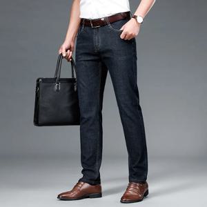 남성 비즈니스 청바지 패션 스트레이트 레그 스트레치 슬림핏 데님 팬츠 편안한 소프트 바지 남성 클래식 캐주얼 의류