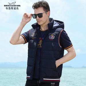 남성용 75% 오리 깃털 다운 조끼 모자, 브루스 앤 샤크 캐주얼 패션, 민소매 다운 깃털 조끼, 사이즈 3XL, 겨울 신상