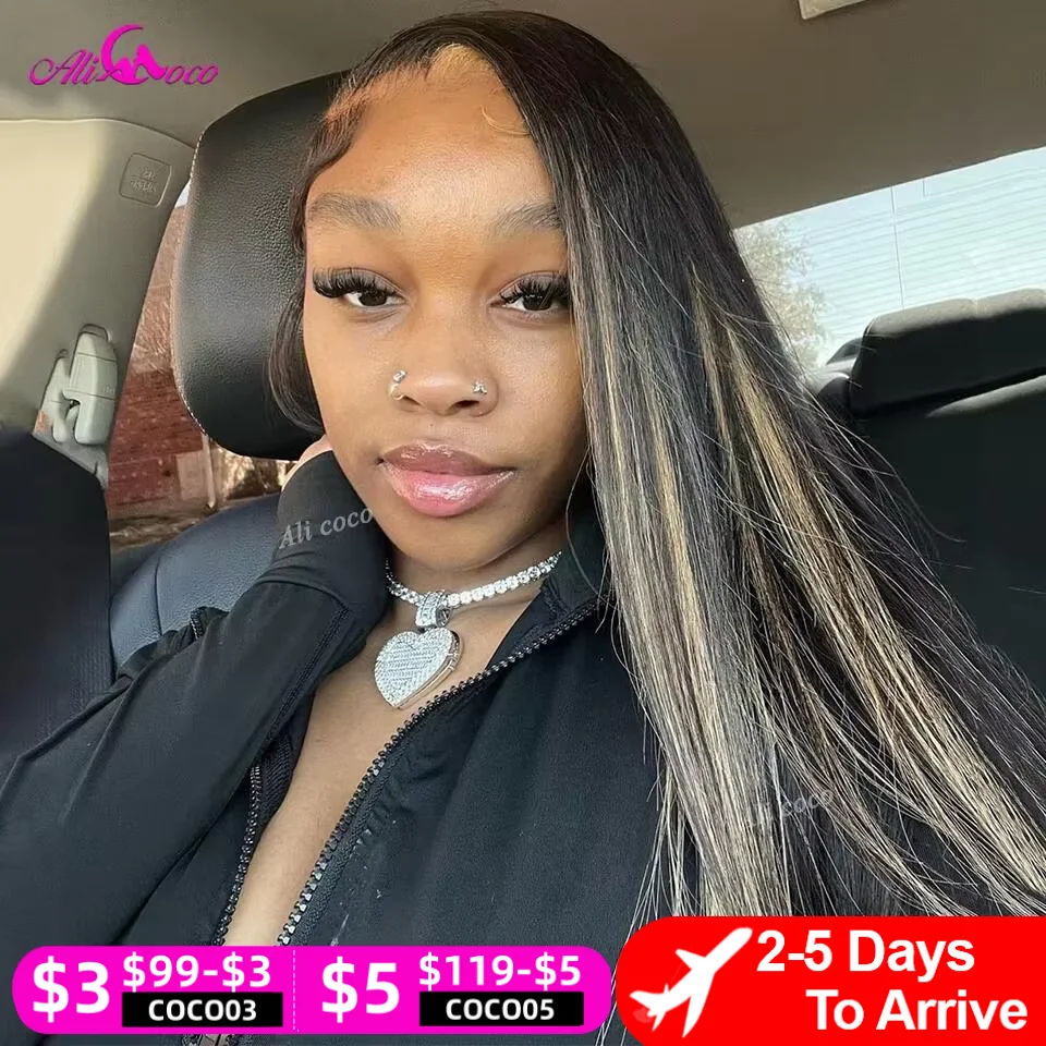 여성용 13x6 하이라이트 인모 가발 업그레이드, 1B 27 블론드 레이스 프론트 가발, 프리 플러킹 13x4 하이라이트 블론드 인모 가발