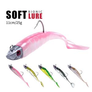 HENGJIA 지그 헤드 소프트 실리콘 미끼 Wobblers 9cm15g 11cm 25g 바다 낚시 소프트 미끼 Swimbait Peche For Bass Pike Leurre