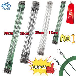 100/50/30/10pcs 안티 물린 강철 낚시 라인 회전 낚시 액세서리 도구와 철강 와이어 리더 리드 코어 가죽 끈 낚시 와이어