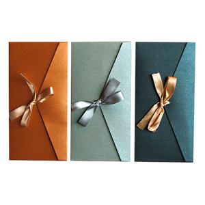 10 개/몫 220*108mm 결혼식 초대장에 대 한 레트로 유럽 컬러 진주 빛 종이 봉투 리본 고급 Busines 포장