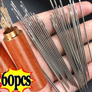 12/60Pcs 측면 구멍 블라인드 바느질 바늘 스테인레스 스틸 노인 셀프 스레딩 바늘 가정용 DIY 구슬 스레딩 바늘