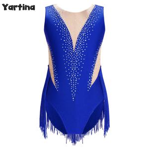 어린이 소녀 리듬 체조 타이츠 수영복 발레 저지 레오타드 리리컬 댄스 바디수트 예술 피겨 스케이팅 의상