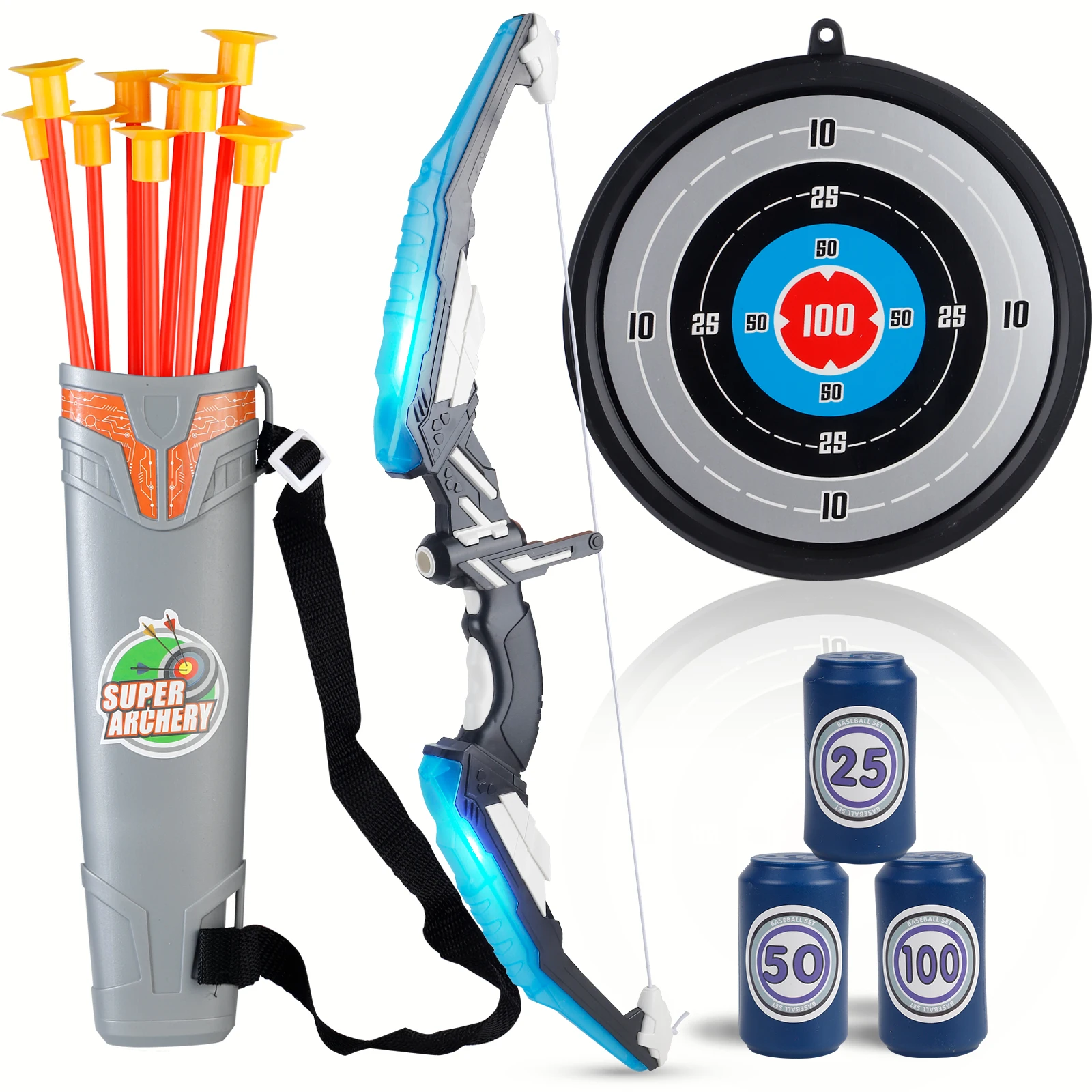 어린이 LED 양궁 장난감 세트, 손과 눈 조정 훈련, 여러 세트 옵션, 실내 야외 스포츠 선물, 할로윈/크리스마스