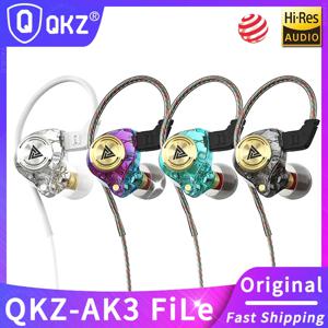 QKZ AK3 파일 유선 이어폰(마이크 포함) HiFi 음악 모니터 베이스 헤드폰 스포츠 게임용 이어버드용 소음 차단 헤드셋