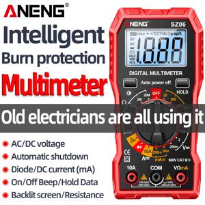 Protable 스마트 디지털 멀티미터 ANENG SZ06 AC/DC 전압 DC 전류 멀티미터 전문가용 2000 카운트 다이오드 옴 테스터 도구