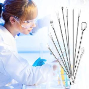 12Pcs 스테인레스 스틸 실험실 숟가락 주걱 실험실 샘플링 숟가락 혼합 Spat