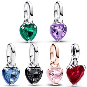 925 스털링 실버 나 시리즈 블랙 차크라 하트 미니 매달려 매력에 맞게 원래 나 팔찌 원래 목걸이 펜던트 쥬얼리