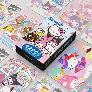디즈니 주변기기 필수 92pcs Sanrio 소형 카드 만화 주변기기 인사말 카드 핸드북 스티커 Ins Wind 3 인치 소형 카드