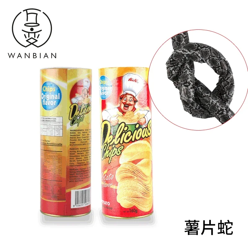 감자 칩 뱀 무대 마술 트릭 뱀 장난감 만우절 할로윈 파티 농담 캔 개그 선물 무서운 감자 튀김 재미있는 장난감