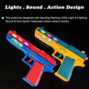 전기 조명 권총 장난감 손 총 장난감 눈부신 LED 빛 싸우는 소리 독특한 텔레스코픽 액션 권총 어린이 선물