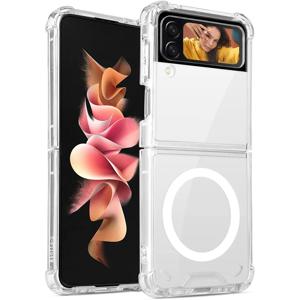 삼성 갤럭시 Z 플립 3/4/5 Magsafe 케이스 용 자기 투명 내구성 에어 쿠션 지원 무선 충전 전화 케이스