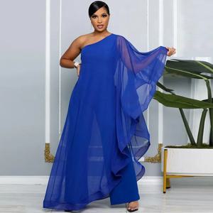 여성용 우아한 쉬폰 원숄더 와이드 레그 점프수트, 클럽 파티 생일 의상, 원피스 롬퍼 오버롤 콤비네이션 팜므