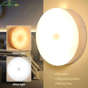 무선 야간 조명 모션 센서 침실 8LED 감지기 벽 장식 라운드 램프 룸 계단 옷장 침대 옆 옷장 전구