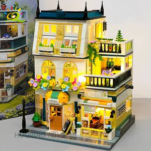 HUIQIBAO 997PCS 미니 가든 호텔 모델 빌딩 블록 도시 거리 주택 건설 마이크로 벽돌 디스플레이 장난감 어린이 성인