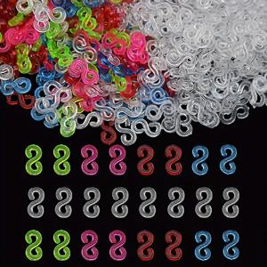 500 다채로운 투명 DIY 아크릴 S 클립, 고무 직조 밴드 클립, 수제 팔찌 목걸이 커넥터, DIY 직조 공예 도구