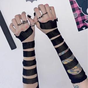 소녀 파티 코스프레 로리타 Jk 오버슬리브 원피스, 블랙 화이트 붕대, 한국 손가락 없는 장갑, Y2K, 2024