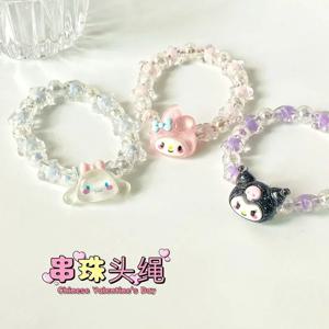 Sanrio 1Pc 애니메이션 크리스탈 팔찌 Kuromi My Melody Cinnamoroll 만화 커플 팔찌 소녀 생일 선물