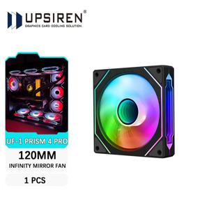 UPSIREN UF-1 PRISM 4 PRO 컴퓨터 섀시 선풍기, ARGB 4 핀 PWM 저소음 냉각 선풍기, 12V 대용량 풍량 45.2CFM/600-1500RPM, 1 개