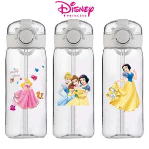 디즈니 귀여운 부드러운 밀짚 워터 컵 400ML 백설 공주 편리한 실리콘 밀짚 마시는 병 야외 누출 방지 학교 워터 컵