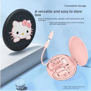 미니 만화 헬로 키티 60W 멀티 타입-C-USB C-마이크로 USB-아이폰 Xiaomi 용 고속 충전 전화