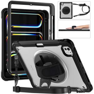 iPad Pro 11 12.9 13 인치 2024 케이스 충격 방지 커버 iPad Air 11 4th 5th 10 10th 10.9 10.2 9/8/7th 11th Generation 케이스 + 스트랩