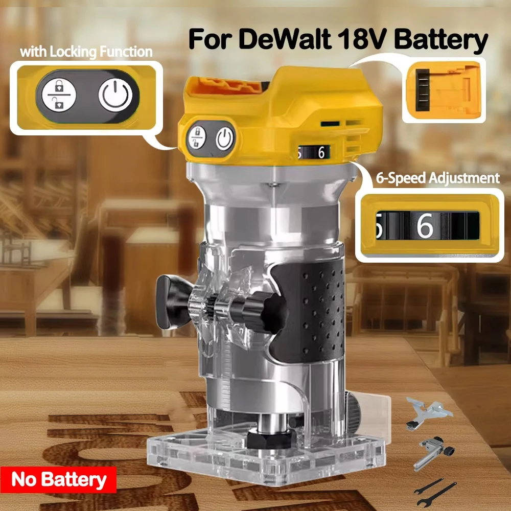 브러시리스 전기 트리머 목공 트리밍 기계 우드 라우터 밀링 조각 슬롯 머신 맞는 Dewalt 18V 배터리