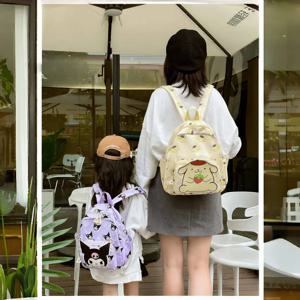 패션 어린이 학교 가방 애니메이션 만화 쿠로미 멜로디 시나모롤 배낭 남아 여아 만화 헬로키티 귀여운 캔버스 가방