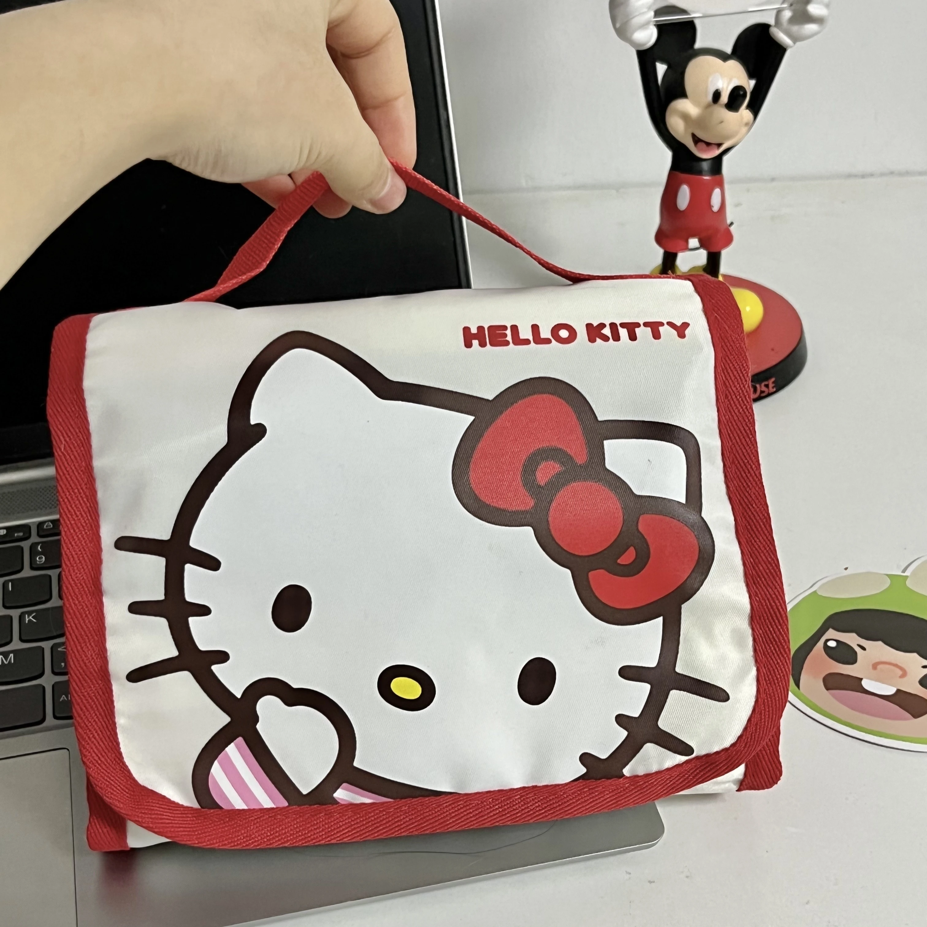 귀여운 휴대용 여행 워시업 보관 가방, 헬로 키티 산리오 쿠로미 스티치 KT 고양이 만화 화장품 가방, 소녀 선물