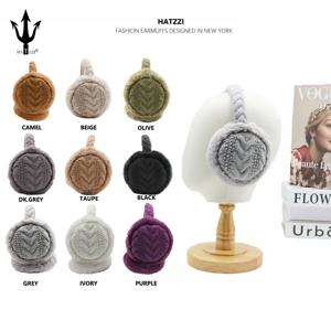 HATZZI 케이블 니트 귀마개,귀여운 토끼 털 귀도리, 따뜻한  귀마개 여성, 포근한 겨울 귀덮개