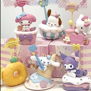 Sanrio 디저트 시리즈 메모 펜던트 데스크탑 인형 Kuromi 멜로디 헬로 키티 블라인드 박스 수제 소녀 하트 귀여운 블라인드 박스 선물