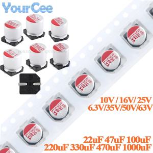 10pcs/2pcs SMD 솔리드 스테이트 알루미늄 전해 커패시터 20% 63V/50V/35V/25V/16V/10V/6.3V 1000uF/470uF/220uF/100uF 커패시턴스
