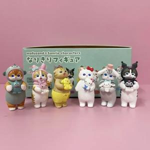 새로운 Sanrio 블라인드 미스터리 박스 헬로 키티 Kuromi Cinnamoroll 인형 피규어 장난감 상어 고양이 공동 데스크탑 장식품 애니메이션 귀여운 선물
