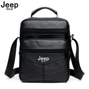 JEEP BULUO 남성용 정품 암소 가죽 숄더백, 블랙 비즈니스 캐주얼 대용량 크로스 바디 핸드백 토트 하이 퀄리티, 신제품