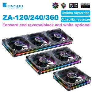 JONSBO ZA-120/240/360 케이스 팬 5V/3Pin ARGB 4면 천 레이어 미러 조합 구조 냉배기 냉각 팬