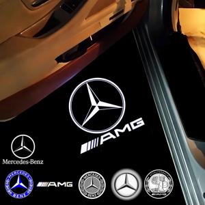 2Pcs LED 라이트 자동차 도어 프로젝터 램프 액세서리 메르세데스 벤츠 AMG A B C M ML GLA GLS E 클래스 W176 W205 W166 W246 W212
