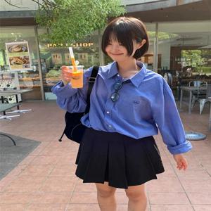 캐주얼 체크무늬 긴팔 셔츠 여성 빈티지 레이지 스타일 체크 탑 한국 루즈핏 자수 버튼다운 봄 패션