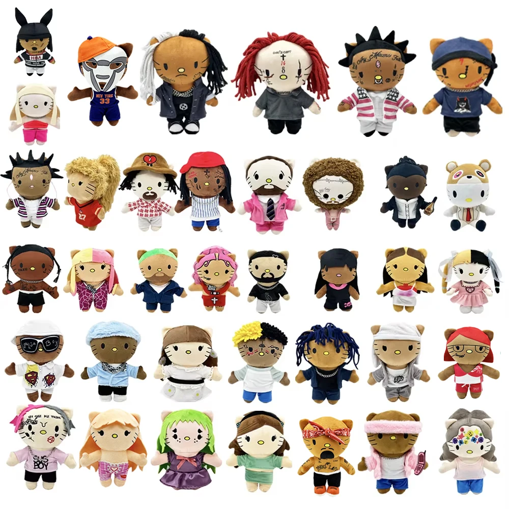 새로운 헬로 키티 켄 카슨 랩퍼 Trippie Taylors 플러시 장난감 인형 옷 인형 부드러운 플러시 장난감 팬 선물 수집