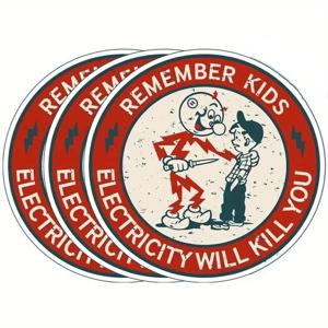 3PCS 전기 충격 인식 스티커 - 기억하십시오: 전기가 죽입니다 - 전기 기사, 안전모, 노트북을 위한 유머러스한 주의 데칼